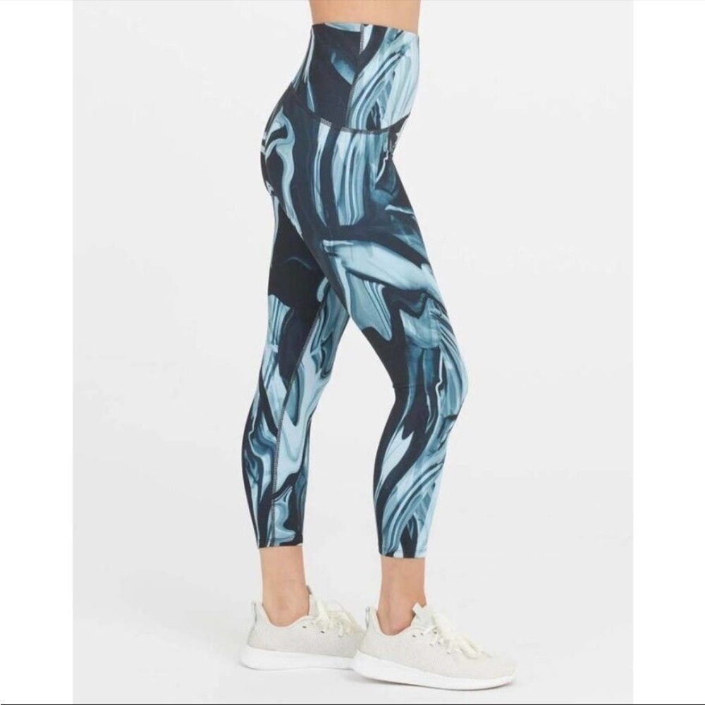 New. Spanx Booty Boost Active Marbled High Rise Stretch 7/8 Leggings Size XS